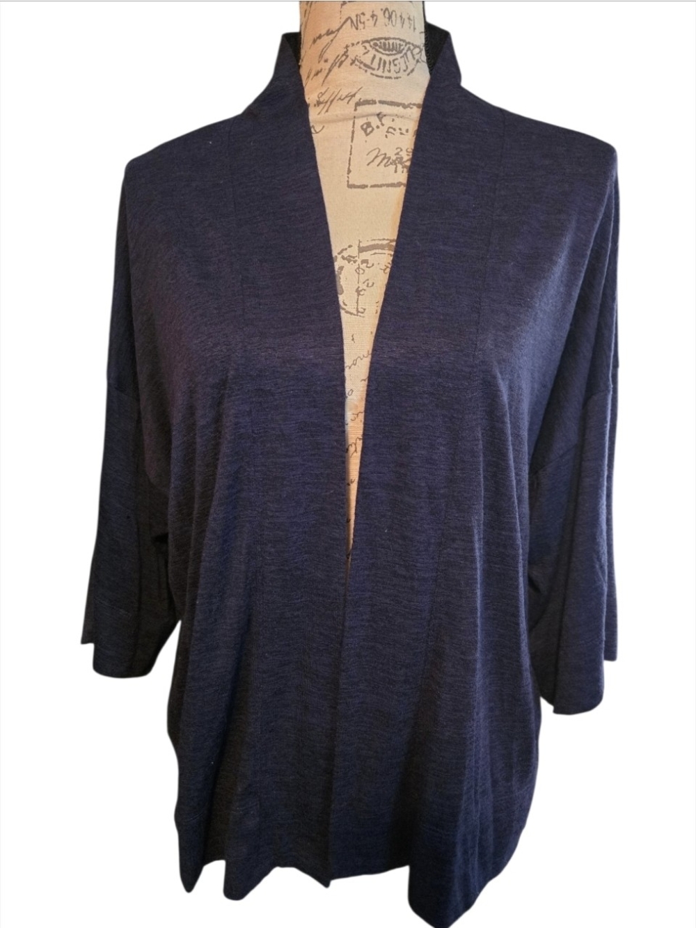 LOFT Open-Front Navy Blue Draped Cardigan Medium